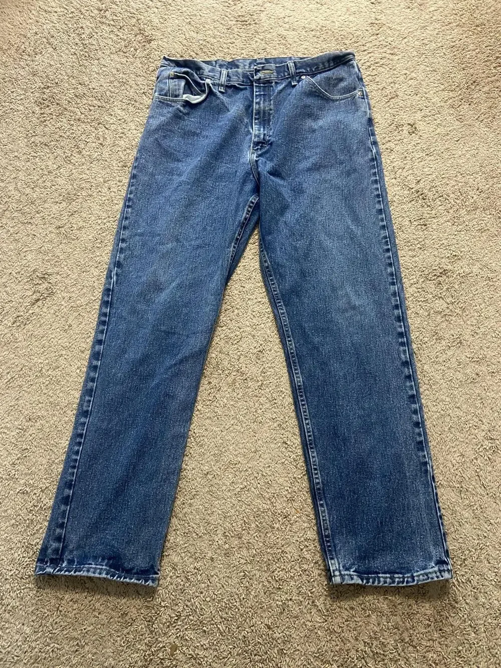 Wrangler Authentic Jeans Mens 38x34 Blue Med Wash Regular Straight Denim M9761DR
